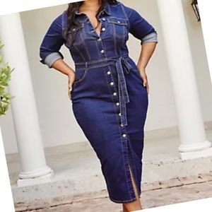 Denim Button-Up Maxi Dress